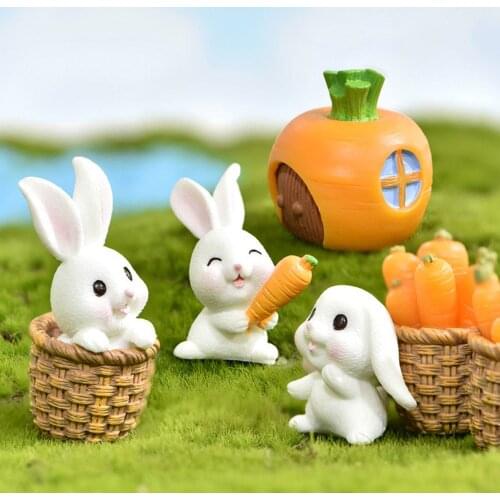 Cartoon Rabbit Carrot Miniature Fairy Garden Accessory Micro Landscape Cacti Deocration Handmade Craft Gift Pendant