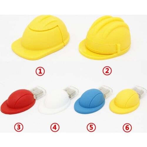Cartoon Helmet Pendirve USB Flash Drive 4GB 8GB 16GB 32GB Safety Helmet Memoria USB Stick U Disk Hat USB Flash 2.0 Pen Drive