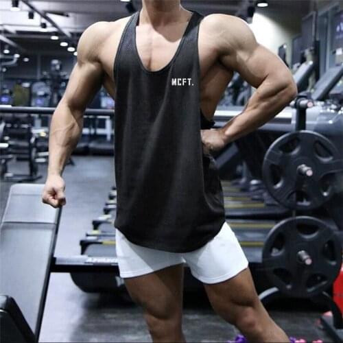 Muscle Guys New Mesh Tank Top Men Singlets Fashion Sports Workout Undershirt Gym Clothing Bodybuilding Sleeveless Fitness Vest