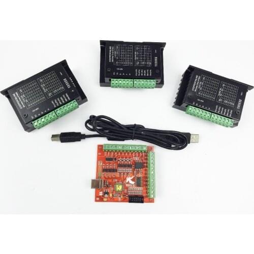 CNC TB6600 mach3 usb 3 Axis Kit, 3pcs TB6600 1 Axis Driver + one mach3 4 Axis USB CNC Stepper Motor Controller card 100KHz