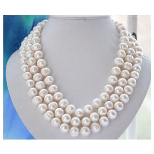 Natural 9-10mm WHITE FRESHWATER Cultured PEARL NECKLACE 50"