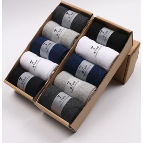 5 Pairs/lot Business Mens Socks Autumn Winter Warm 5 Pure Colors Solid Sweat Absorbent Breathable Casual Male Socks For Men