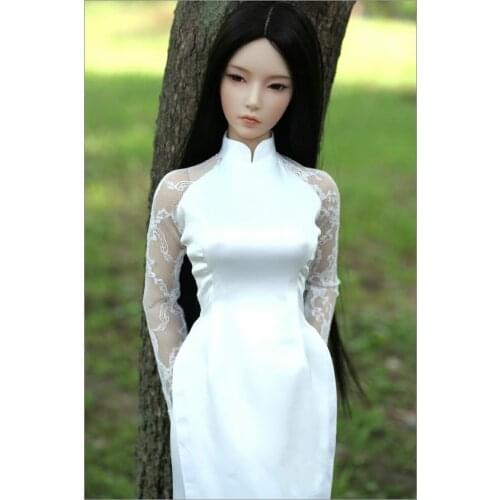 65cm 1/3 1/4 BJD Clothes Female Doll Asa Similar Dress White Cheongsam Set Long Sexy Kungfu Skirt Fashion Asia bjd accessories
