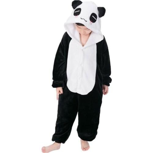 Panda Onesie Boys Girls Cute Pajama Animal Kigurumis Flannel Warm Homewear School Festival Party Outfit For Children