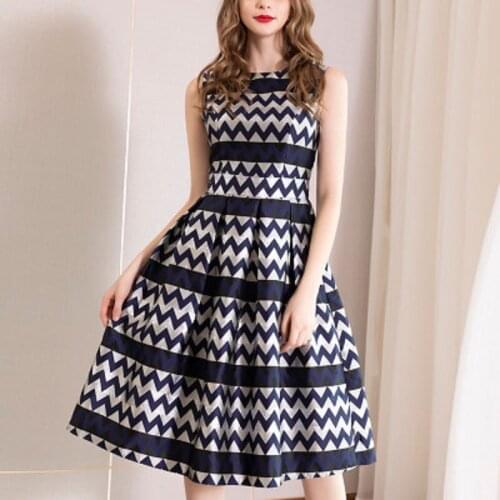 Casual Sweet party Dress xl 2021 NEW High quality womens summer ladies Sleeveless dress Slim Princess print girl dresses A Line