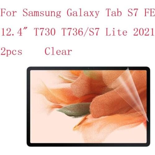 Transparent Screen Protector Film for Samsung Galaxy Tab S7 FE 12.4" T730 T736/S7 Lite 2021,2pcs in 1 package