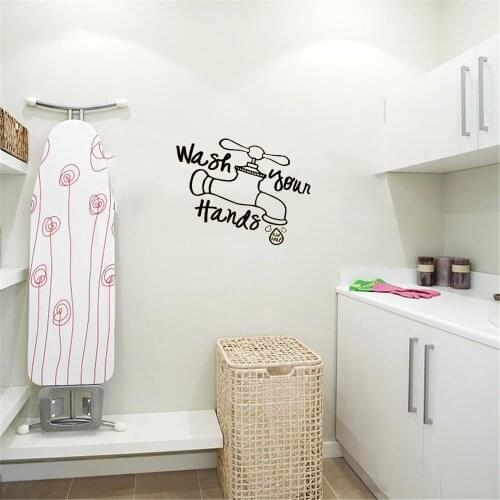 Hand Wash Wall Sticker For Bathroom Wall Vinyl Applique Waterproof Faucet Art Applique Mural Home Decor dw8627