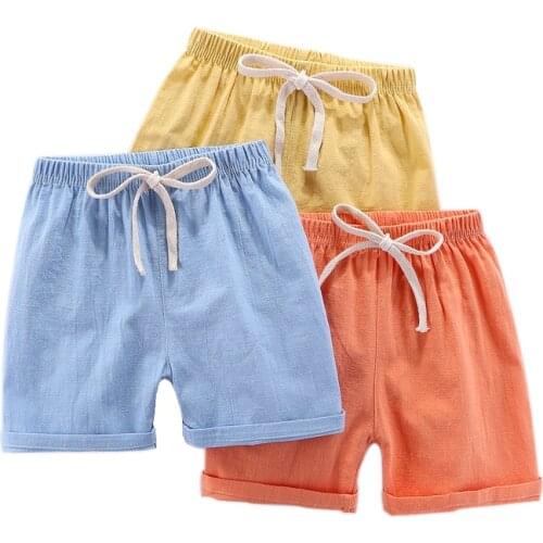 Boys Shorts Kids Shorts Candy Color Girls Baby Summer Shorts Beach Loose Shorts Casual Pants Cotton & Linen Comfortable 2021