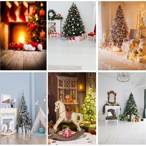 SHUOZHIKE Christmas Indoor Theme Photography Background Christmas tree Fireplace Children For Photo Backdrops 21712 YXSD-12