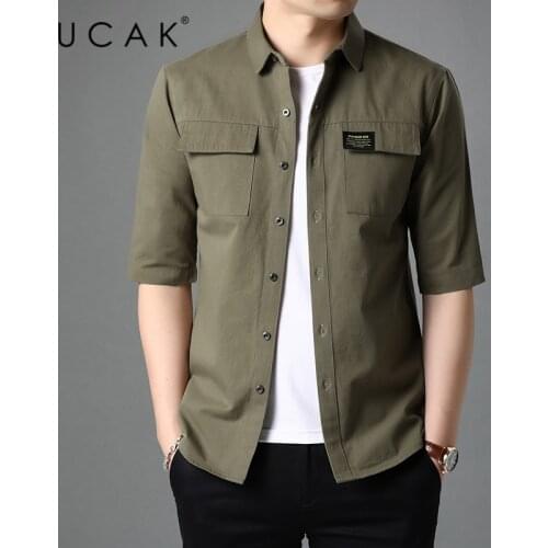UCAK Brand Summer High Quality Streetwear Fashion Style Big Pocket 100% Cotton Short Sleeve Shirt Men Clothing Homme U6226