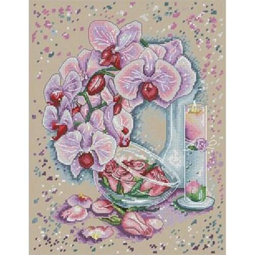 Fallen roses and orchids patterns Counted Cross Stitch 11CT 14CT DIY Chinese Cross Stitch Kits Embroidery Needlework Sets