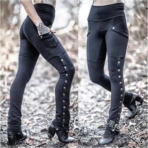 2021 Spring Leggings Ladies Rivet Split Sexy Feet Pencil Slim Stretch Pocket Pencil Pants Fashion Wild Stretch Breathable Pants