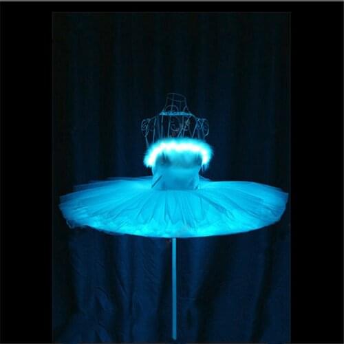 TC-168 Programmable luminous light RGB led costume Ballet skirt ballroom dance dress women stage singer wear catwalk performance