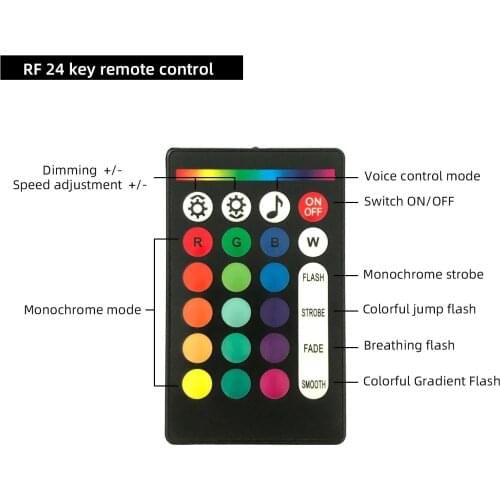 1PCS 24-key RF remote control 433MHZ radio frequency 16 colors 4 modes music remote control