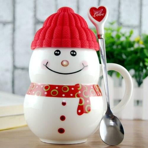 2017 Snowman Mugs Creative Christmas Gifts Coffee Milk Cups Ceramic Tea Cup for Xmas Birthday Gift Mug with Spoon