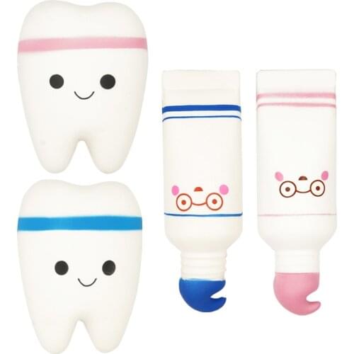 4 Types Teeth Shape Squeeze Gift Smile Slow Rising Cute Cartoon Hand Spinner Stretchy Anti Stress Relax Squishy Toy Dentist Gift