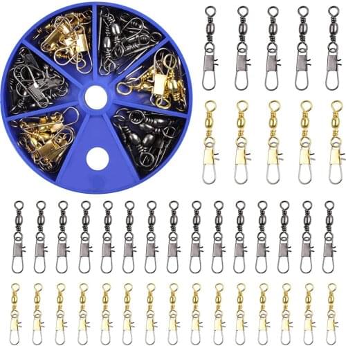 40Pcs Fishing Barrel Snap Swivel Quick Connector Interlock Clips Bearing Barrel Swivel with Safety Snap For Fishing Accessories
