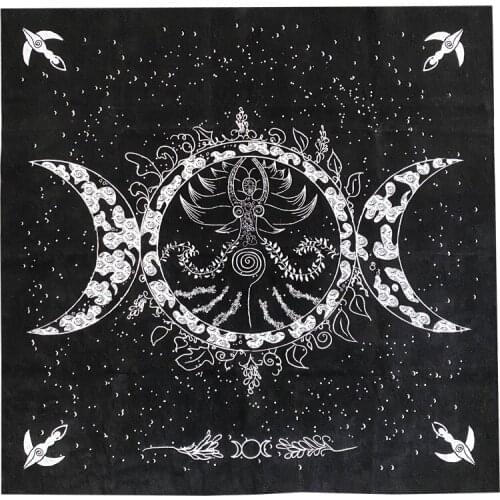 49cm Altar Tarots Cloth Triple Goddess Moon Phases Astrology Tarots Card Divination Special Tablecloth Velvet with Tarots Bag