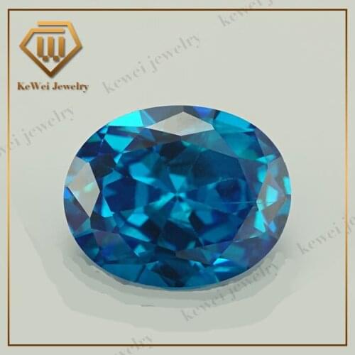 50Pcs Oval Shape Aqua Blue CZ Stone 3*5mm-10*12mm Synthetic Gems Aqua Blue Cubic Zirconia For Wholesale