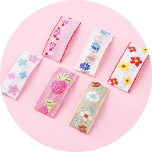 6pcs/lot Embroidery Korean Simple Embroidery BB Clip Headband For Children Sweet Girl Childrens Hairpins Baby Hair Accessories