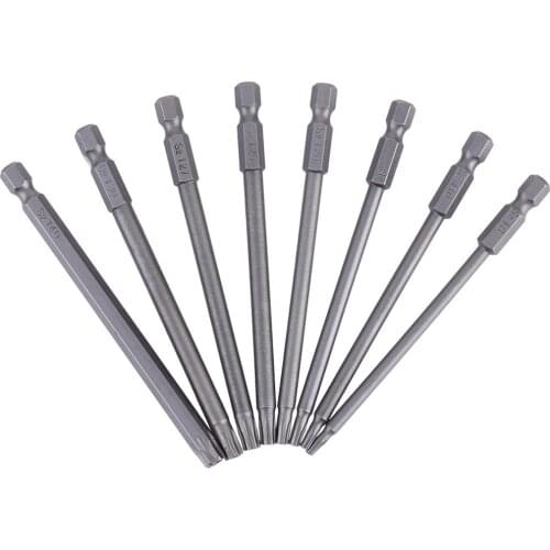 8 Pieces 100mm Hollow Magnetic Torx Screwdriver Bits Set Hex Shank Screwdriver Bits With Hollow Electric Tools Accessories