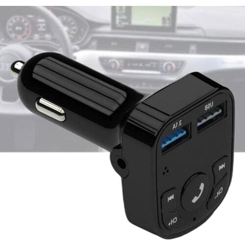 Bluetooth-compatible FM Transmitter Car Player Kit Card Car Charger Dual USB Voltmeter Aux Car Transmitter LED Display Player