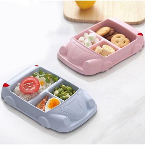 Baby Dishes For Feeding Infant Bamboo Fiber Training Dishes Baby Feeding Sets Children Tableware Car Shape Bowl Plates For Kid