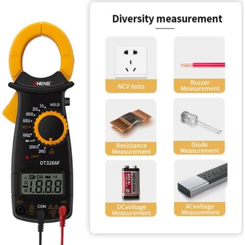 DT3266F Digital Clamp Multimeter AC/DC Voltage Ampere NCV Resistance Diode Test