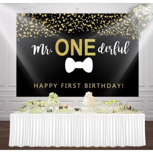 Baby Boy 1st Happy Birthday Party Background Mr Onederful Bow Ties Theme First Birthday Wonderful Black Photo Backdrop Wallpaper