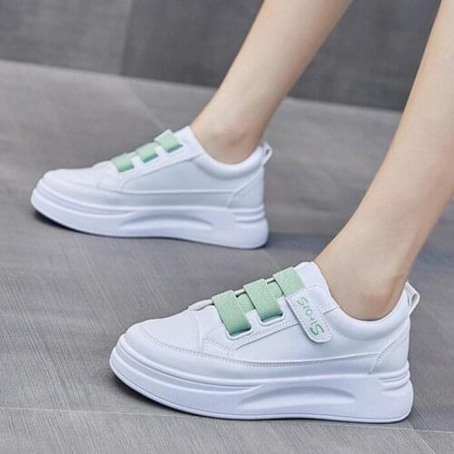 Spring Womens Casual Shoes Comfortable Breathable Velcro Sneakers Fashion Solid Color Running Shoes Platform Fitness Shoes