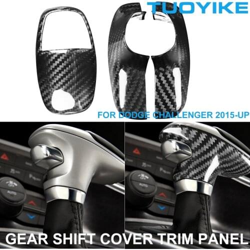 LHD Car Styling Carbon Fiber Central Gear Shift Knob Cover Trim Panel Sticker For Dodge Challenger 2015 2016 2017 2018 2019 2020