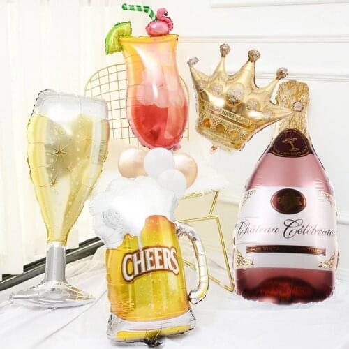 HOT! Beer Bottle Wine Glass Balloon Whiskey Cheers Aluminium Foil Ball Birthday Summer Party Wedding Decor Celebration Supplies