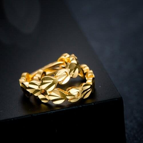 Best AU750 Gold Earrings 18K Yellow Gold Flower Hoop Earrings