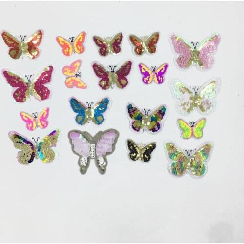 Fashion Style Butterfly Sequin Patch Embroidery Clothing Ironing Patch DIY Decorative Stripe Clothes Sticker Badge Accessories