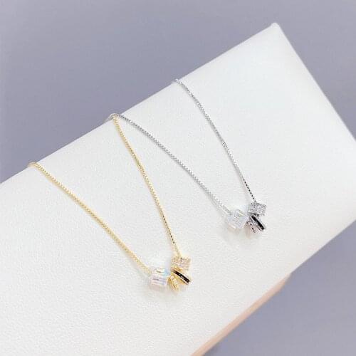 BOTU 2021 Trendy Aurora Geometric Square Crystal Sugar Pendant Necklace Accessories Short transparent Cube Jewelry for women