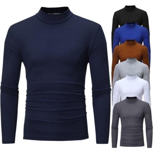 Mens long sleeve t shirt men slim fit turtle white t shirts light weight top clothing for men fall winter black blue 7 colors