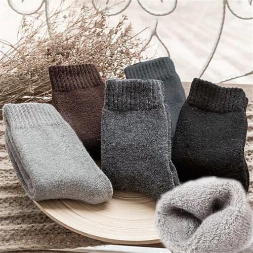 Men Thicken Heavy Wool Merino Knit Hosiery Sock Winter Warm Hiking Terry Socks