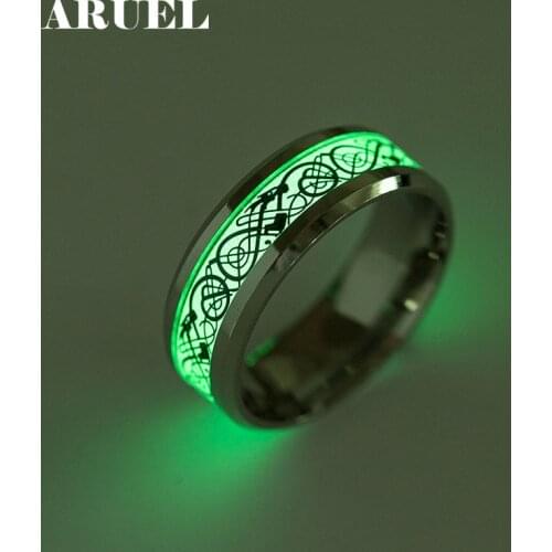ARUEL 3 color Stainless Steel Dragon Ring Jewelry How to Train Your Dragon for Men Luminous Rings Carbon Fiber Nibelungen Ring
