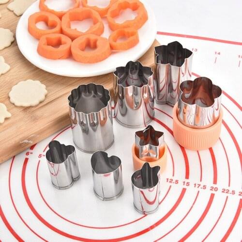 Star Heart Shape Vegetables Cutter Plastic Handle 8Pcs Portable Cook Tools Stainless Steel Fruit Cutting Die Kitchen Gadgets