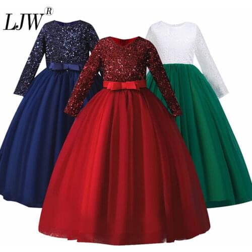 2021New pattern Fashion lace long sleeved dress Elegant and high-end clothes A girls party dress Princess Dress 2-14 years old