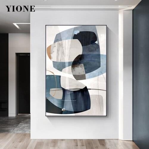 Nordic Poster Abstract Wall Art Picture Blue Modern Canvas Paintings for Living Room Office Home Decorative Prints Wall Painting
