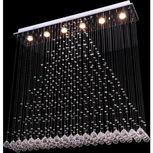 Pyramid ceiling crystal chandelier rectangular lamp GU10 LED curtain hanging line living room lamp restaurant entrance hall lamp