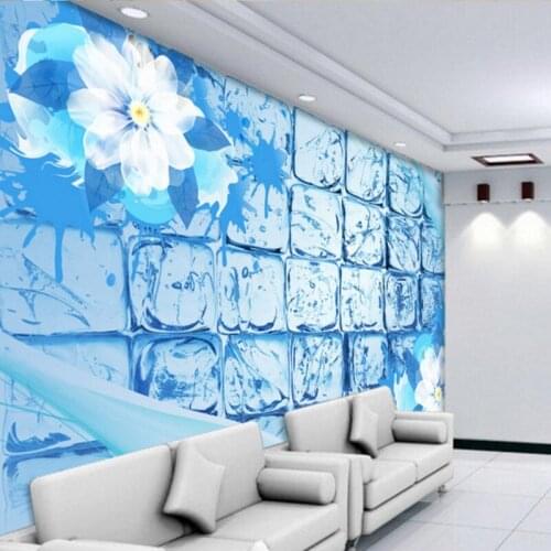 Drop Shipping Custom 3D Photo Wallpaper Blue Ice Fantasy Flower 3D Stereo TV Wall Background Home Decoration Wallpaper Mural