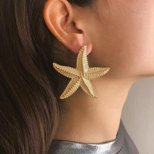 New Trend Starfish Gold Dangle Earrings for Women Personality Alloy 3d Animal Dropping Earring Aretes De Mujer