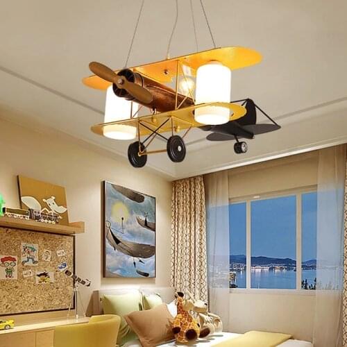Airplane Chandelier for Children Kids Boy Bedroom LED Hanging Pendant Lamp Nursery Aircraft Suspension Lights