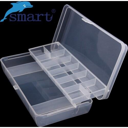 SMART Plastic Fishing Box 21x10.7x4.2cm Two Layers Transparent Fishing Lure Box Bait Hook Case Pesca Accessories Fishing Tackle