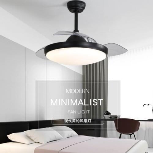 LED Invisible Fan Light Modern Simple Living Room Retro Ceiling Fan Light Mute Frequency Conversion Ceiling Fan with Lights