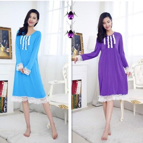 Spring And Autumn Winter Lady Modal Cotton Long Sleeve Long Style With Fat Princess Nightdress Pregnant Women Can Wear Sleepwear