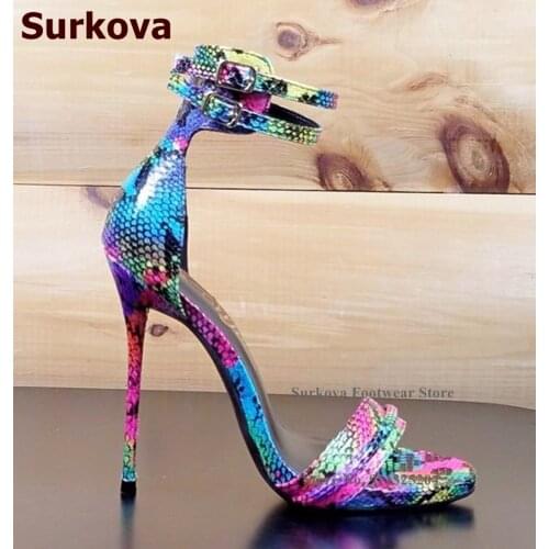 Surkova Nude Black Strap High Heel Sandals Transparent PVC Patchwork Summer Dress Shoes Women Size46 Sexy Banquet Pumps Dropship