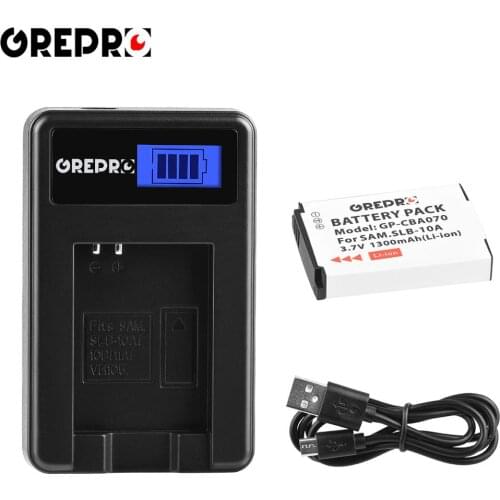 1300mAh SLB-10A SLB10A Battery with SLB 10A Battery LCD Charger for Samsung EX2F HZ15W SL202 SL420 SL620 SL820 WB150F WB250F